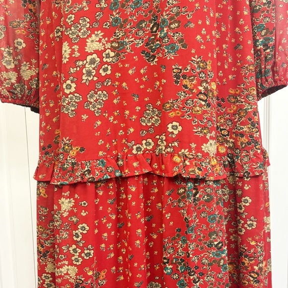NWT Baltic Born Red Multi Floral Tiered Deep V-Neck Bowman Maxi Dress XL - Picture 8 of 16
